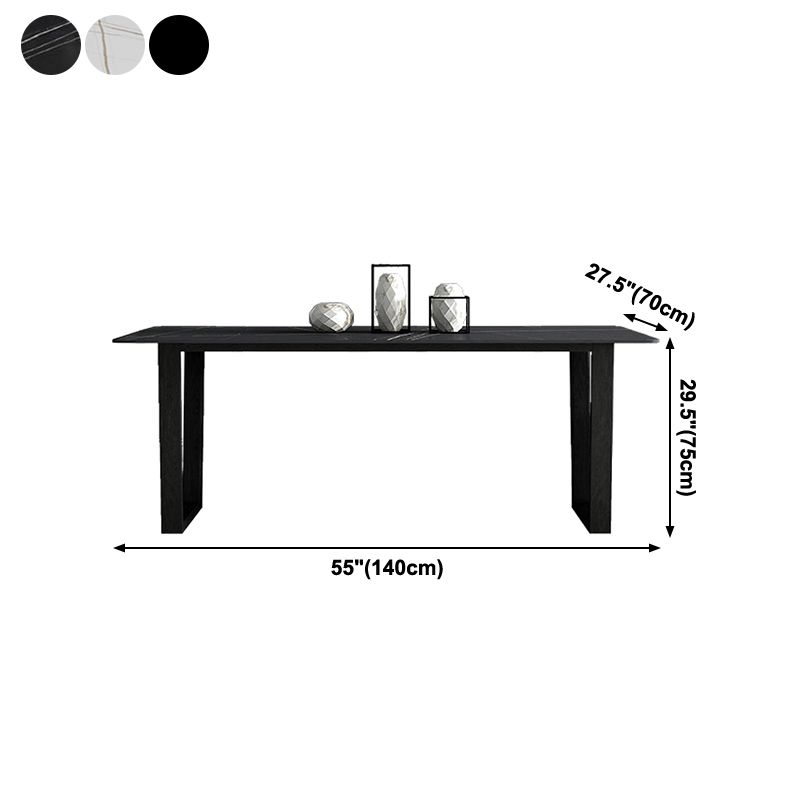 Rectangle Shape Two-Color Dining Table Industrial Double Pedestal Table for Dining Room