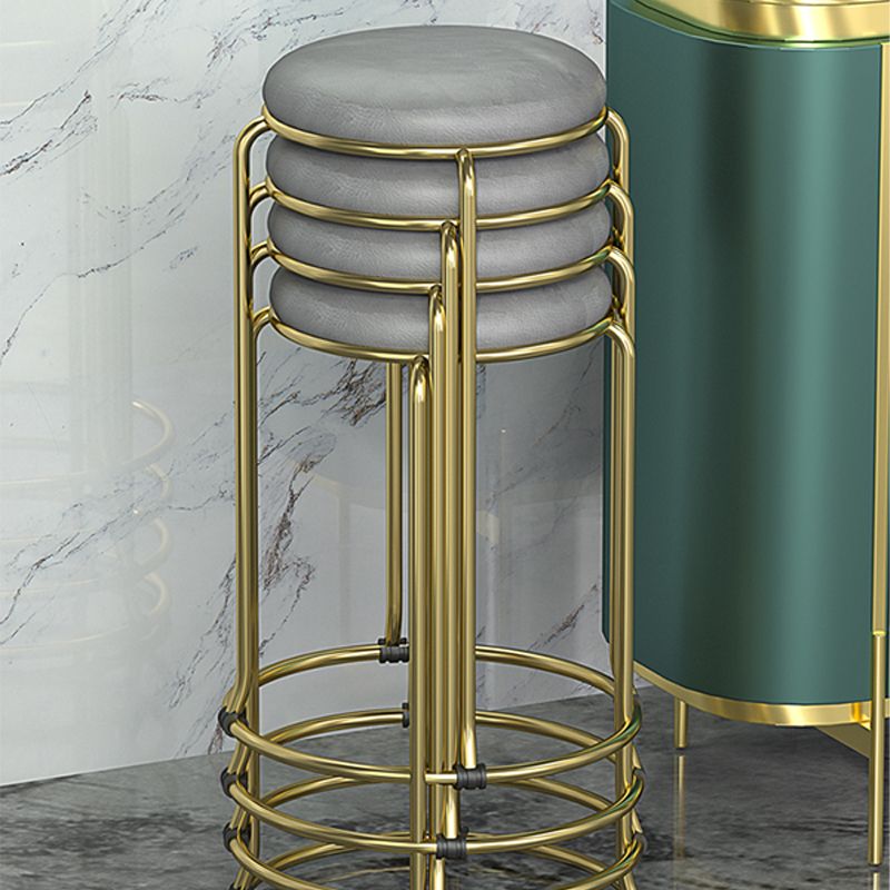 Scandinavian Stackable Armless Bar Stools Round Seat Backless Barstool