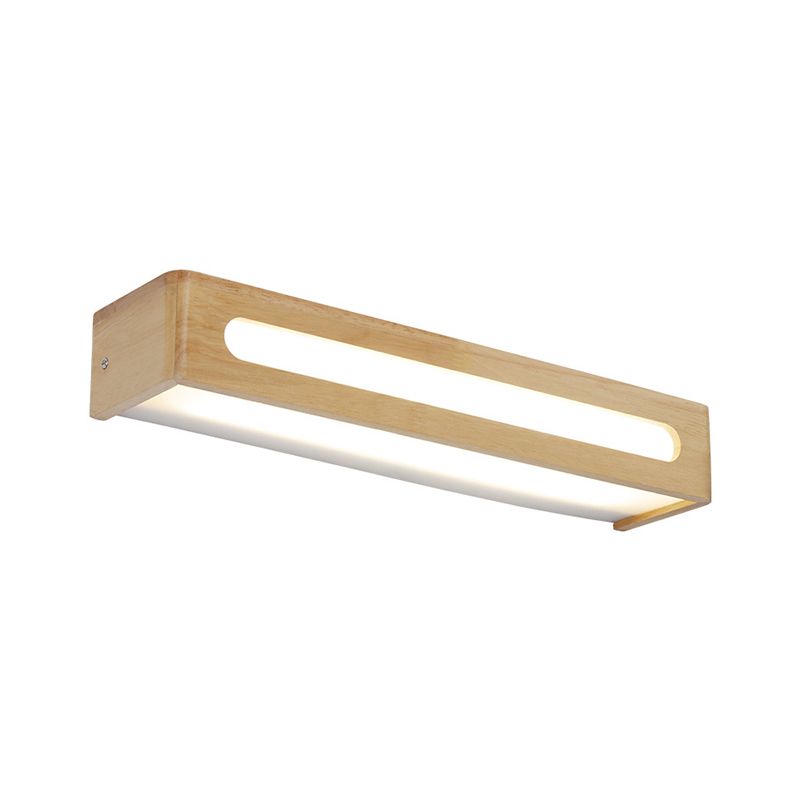 Rechteckige Flush -Bergwand Wandleuchter nordisches Acryl 12 "/19.5"/23,5 "Breites LED -Badezimmer Waschtischwandleuchte in Holz