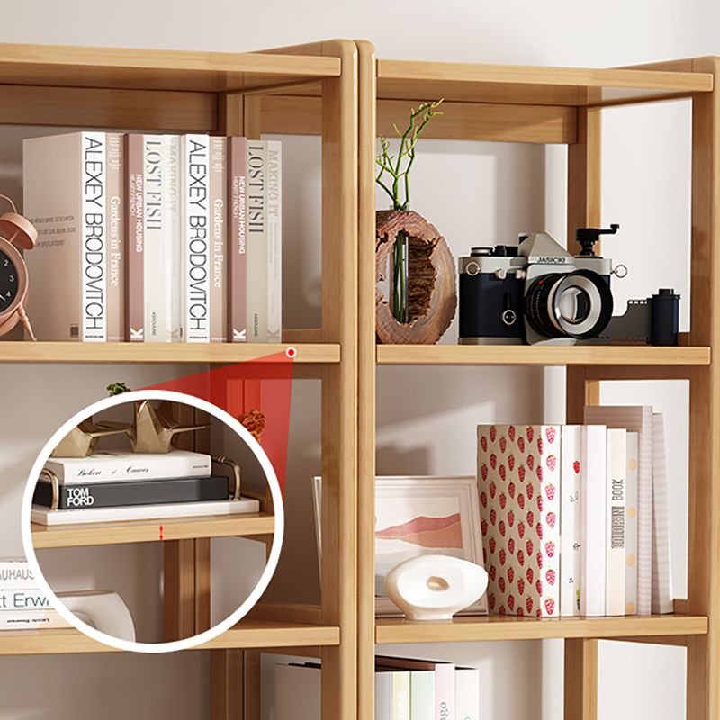 Modern Style Open Back Bookshelf Standard Wooden Bookcase with Drawers
