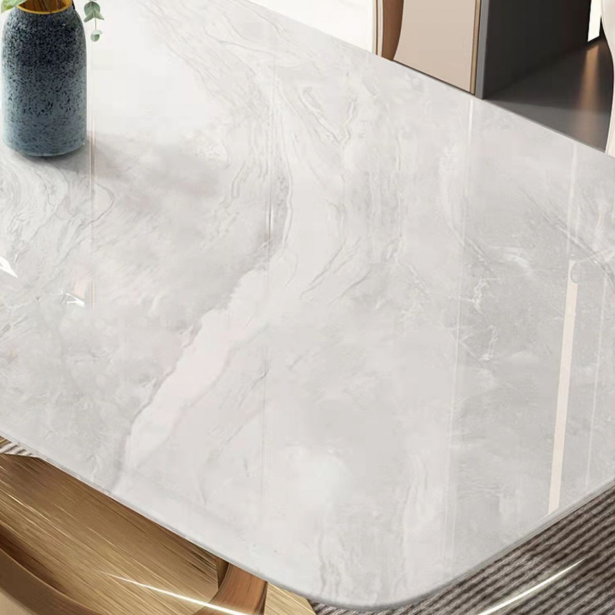Traditional Luxury Stainless Steel Table Rectangle Dining Table for Home