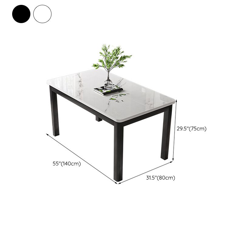 Modern Rectangular Glass Top Dining Table with White and Black 4 Foot