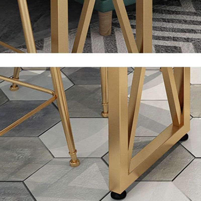 Faux Marble Top Bar Height Table Glam Style Bistro Table with 2 Shelves