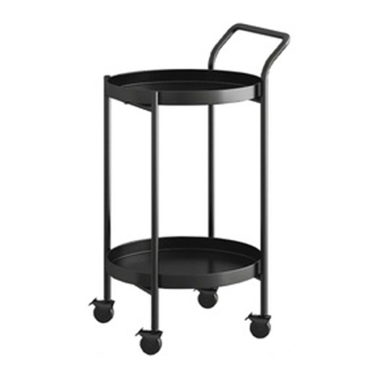 Mid-Century Metal Round Tray Top Side Table 4 Legs End Table with Shelf