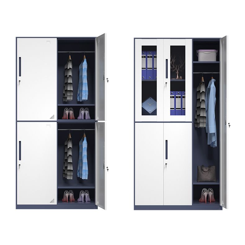 Modern Steel Wardrobe Cabinet White and Grey Wardrobe Armoire