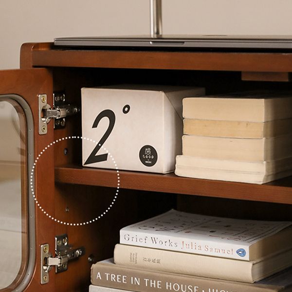 Modern Solid Wood Accent Side Table Rectangular Living Room with Storage