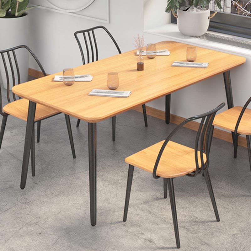 Industrial Style Natural Wood Table Metal 4 Legs Dining Table