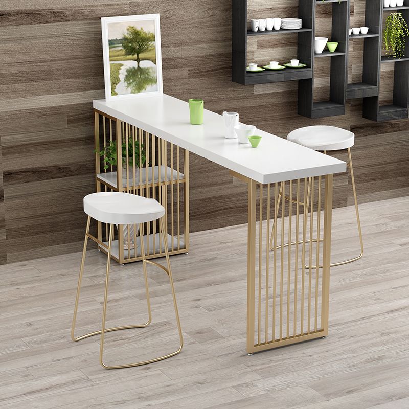 Indoor Glam Bar Dining Table Rectangle Bar Stool Table with Storage