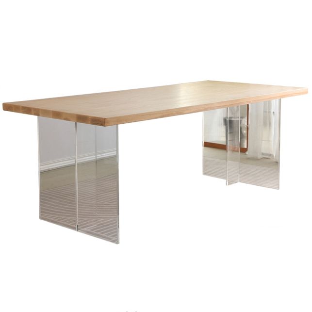 Modern 1/2/4 Pieces Rectangle Dining Table Set Ash Wood Dinette Set with Acrylic Base