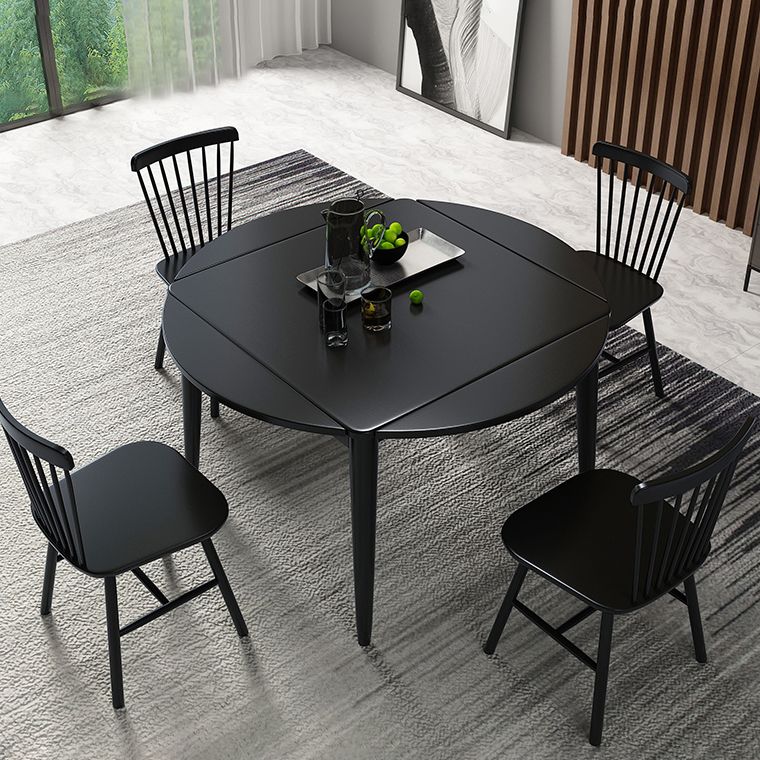 Extendable Round Dining Table Modern Adjustable Square Wooden Table with 4 Legs