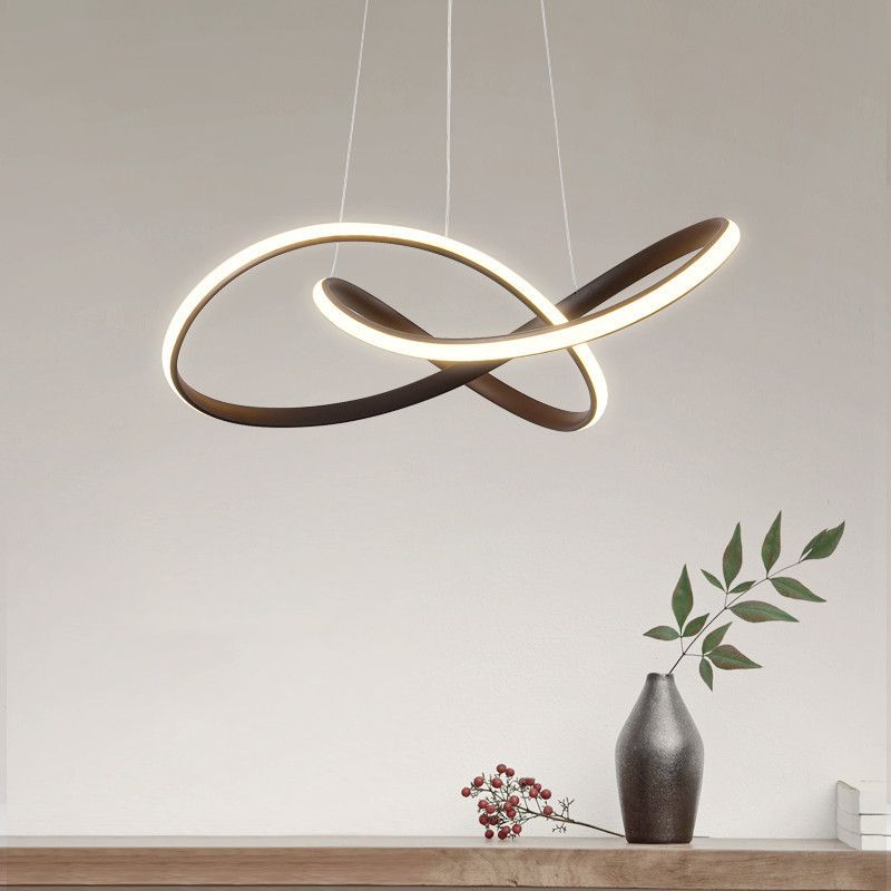 Linear Shape Metal Pendant Light Fixture Modern Style Single Light Hanging Light Fixture