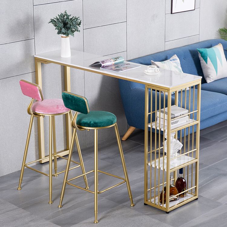 Marble Bistro Table with Rectangle Table Top Double Pedestal Table - 41.3" H