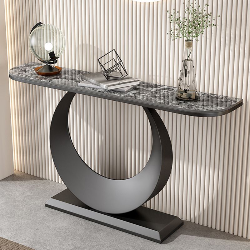 Scratch Resistant Glam Marble/metal Half Moon Abstract Console Table