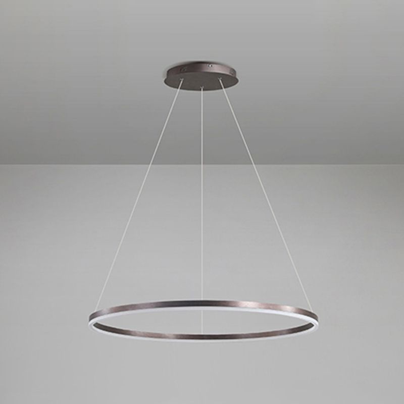 Modern Aluminum Ceiling Hung Fixture Brown Circle Down Lighting Pendant