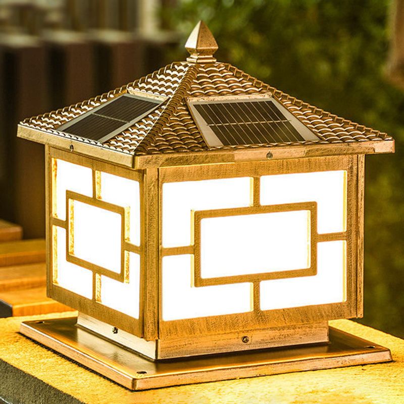 Black/Golden Waterproof Outdoor Lights Square Pillar Lamp for Garden