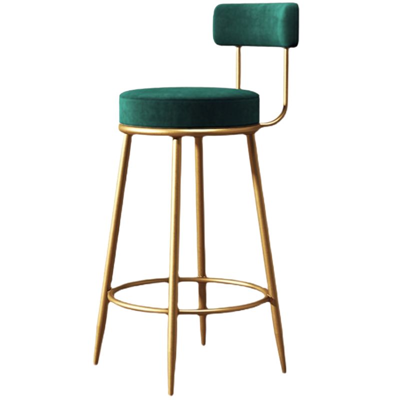 Glam Round Indoor Counter Chair Footrest Upholstered Low Back Dining Stool