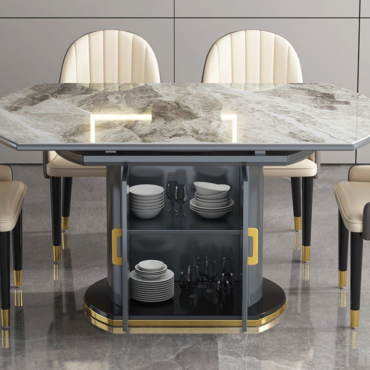 Glam gesinterde stenen tafel ronde vorm standaard eettafel voor keuken