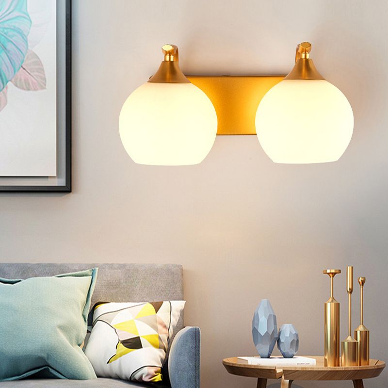 Modern Style Globe Shape Wall Light Glass Sconces for Bedroom