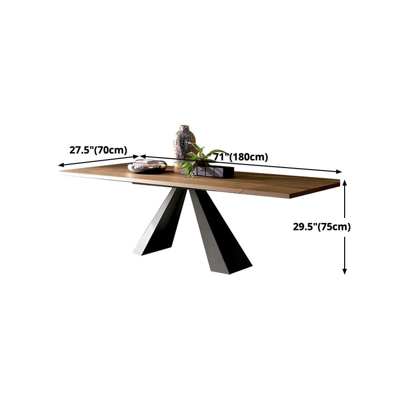 Solid Wood Top Dining Table Black Pedestal Base Dining Table