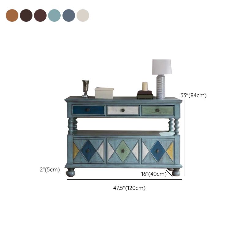 Solid Wood Side Board Farmhouse Rectangle Storage Sideboard with Drawers