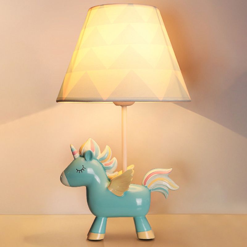 Verjüngter Druckstofftisch Lampe Cartoon 1 Glühbirnen -Nachttisch Licht mit Einhorn -Deco für Kinderzimmer