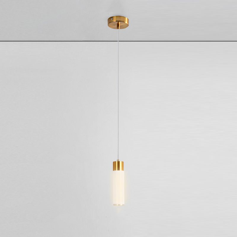 Zeitgenössischer Stil Zylinderform Pendelleuchte Leuchte Metall 1 Lichthängerlampe in Gold