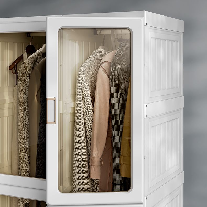 White Foldable Plastic Wardrobe Freestanding Wardrobe with Shelves