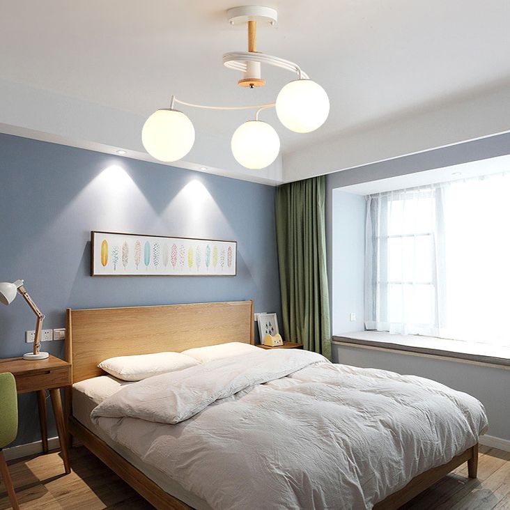 Spiral Metal Semi Flush Mount Light Modern Minimalista de vidrio esférico de techo de vidrio para el pasillo