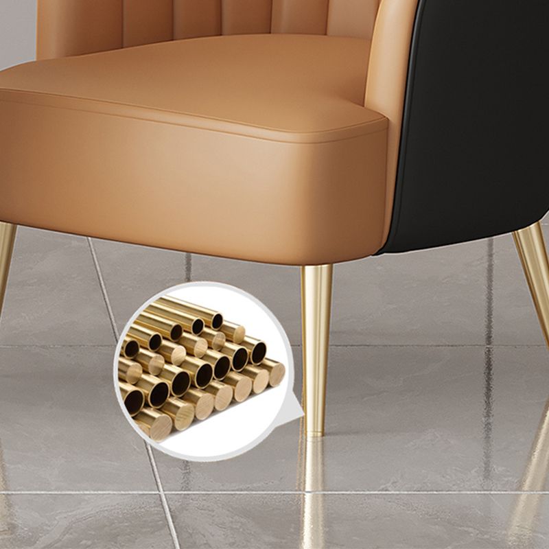 Sewn Pillow Back 4 Legs Chair Upholstered Recessed Arms Chair