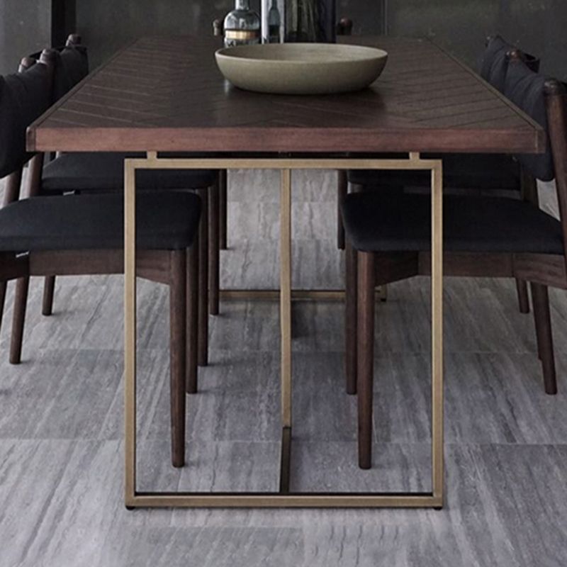 Contemporary Solid Wood Standard Dining Table Rectangle Kitchen Dining Table with Double Pedestal