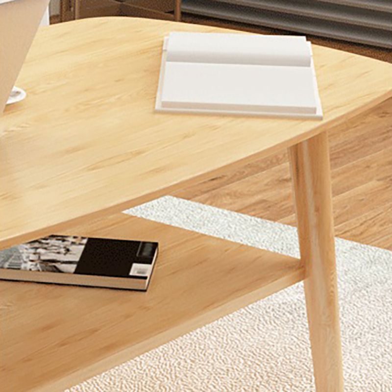 Scandinavian 4 Legs Coffee Table with Shelf Wood Cocktail Table