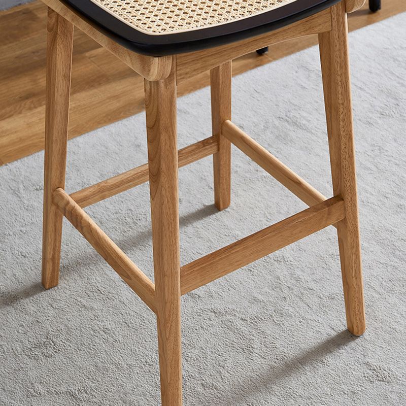 Modern Style Low Back Bar-stool Square Counter Bar Stool with Wooden Legs