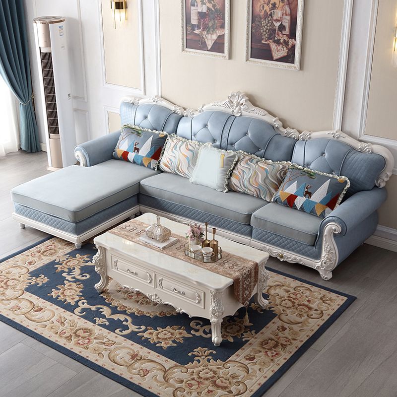 72" Wide French Country Sectional Sofa Leather Sleeper Sectional