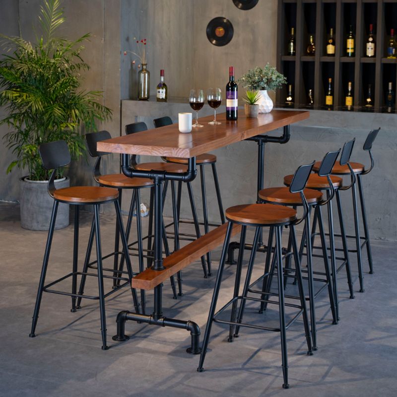 1/5/7/9 Pieces Industrial Rectangular Pub Table Set Wooden Counter Table with High Stools