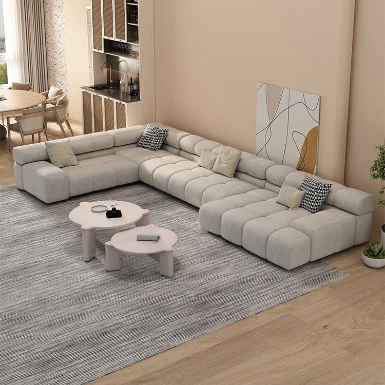 Scandinavian Sectional Sofa with Tigh Back and Square Arm for Living Room