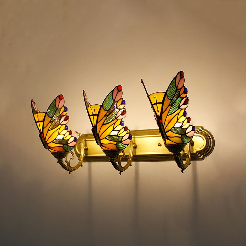 Tiffany Butterfly Sconce Light Fixtures Glass Wall Light Sconce for Bedroom