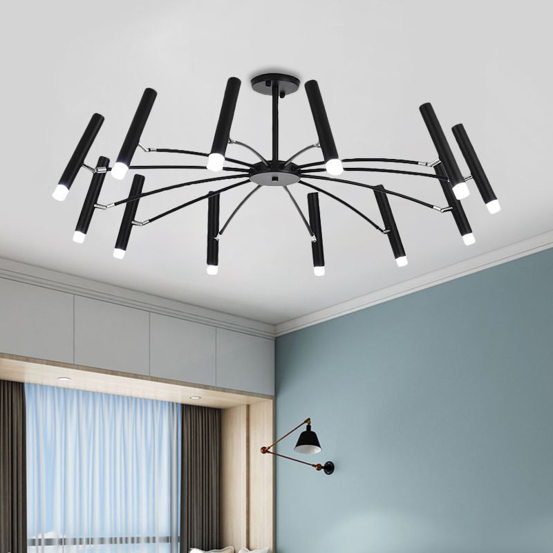 Ombra lineare regolabile Grande lampadario metallo 12/24 luci a soffitto moderno in oro nero/rosa