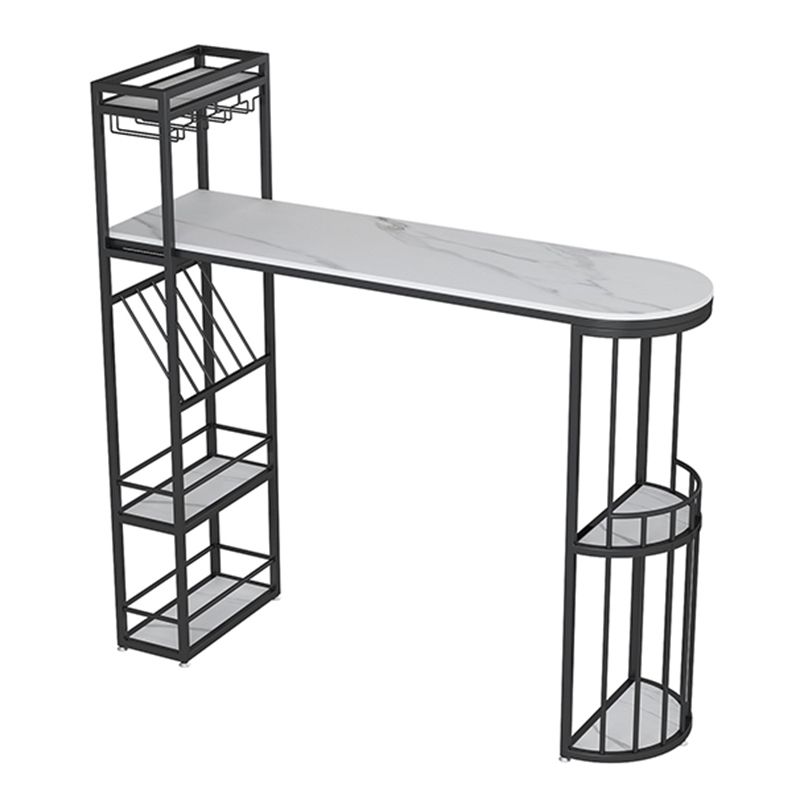 Stone Top Bistro Bar Table Rectangle Bar Table with Wine Rack