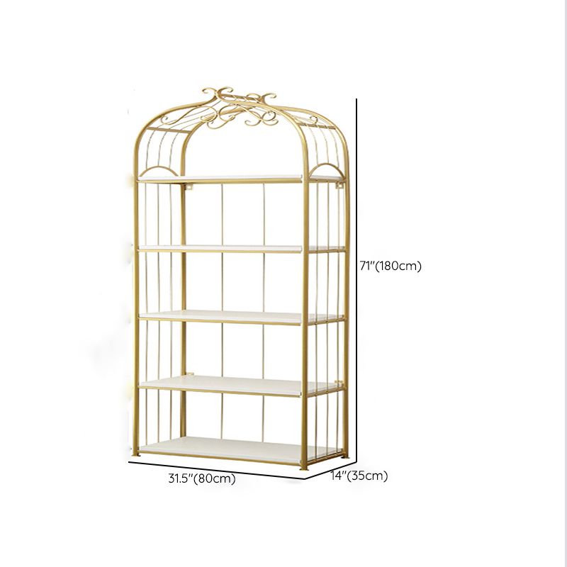 Glam Style Antique Finish Shelf Bookcase Metal Etagere Bookshelf with Shelves