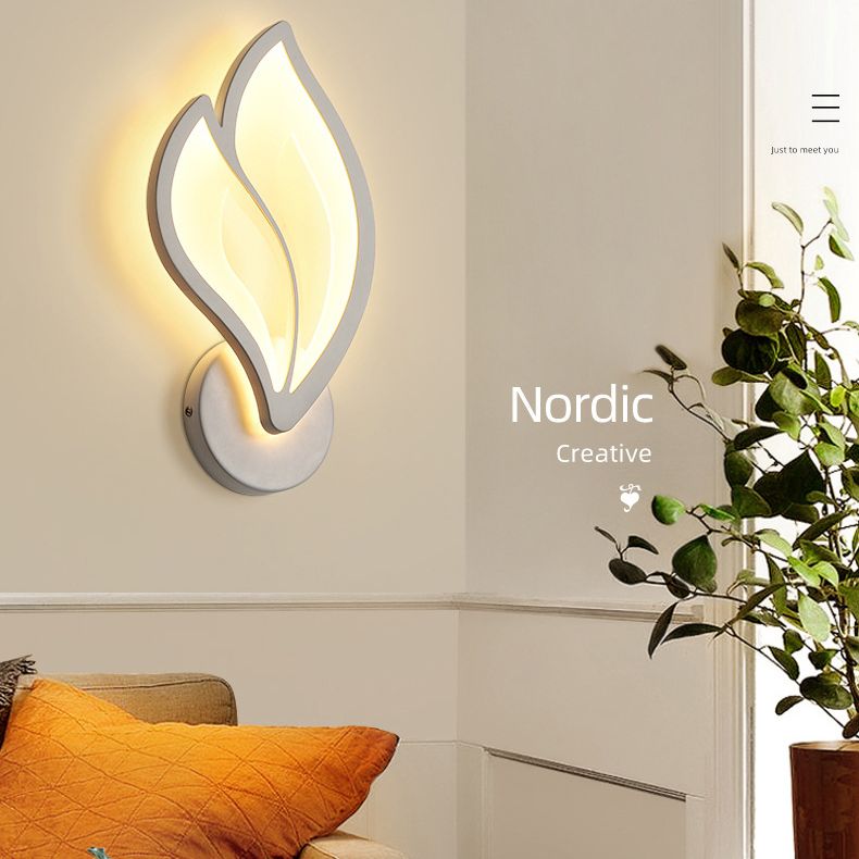 Lámpara de pared LED blanca acrílica en un estilo creativo moderno apliques de pared de hierro forjado para espacios interiores