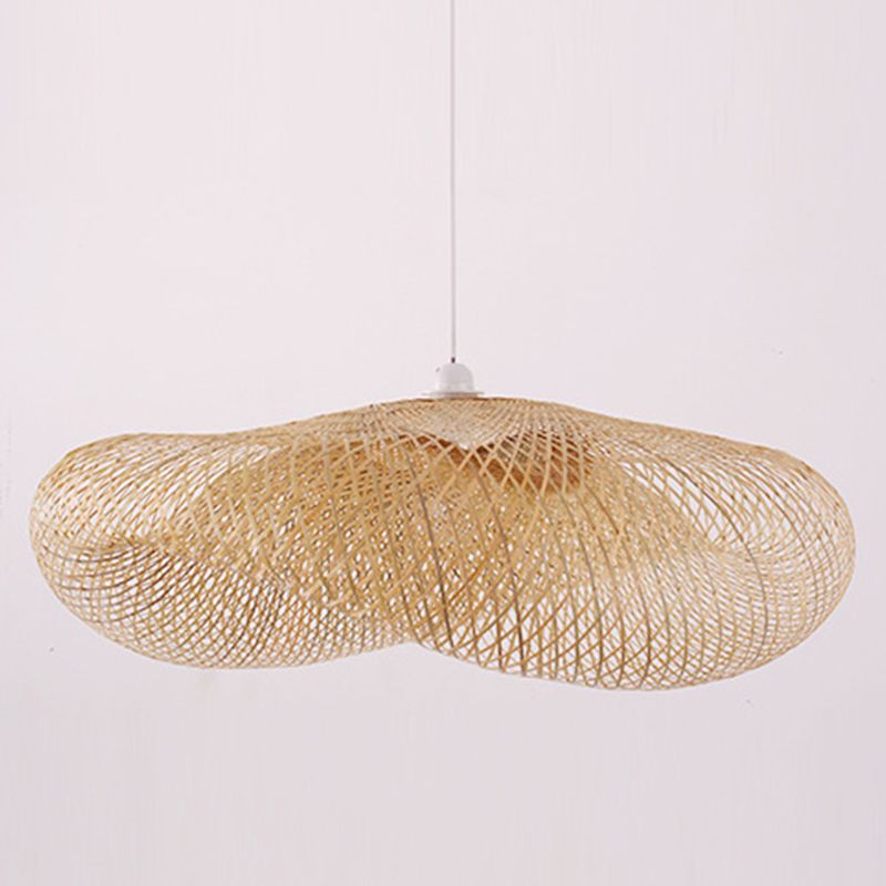 Handwebige Bambus hängend hängendes Licht 1-Licht Asiatischer Stil HABTE LEISTUNG FÜR FAUER ESSIONEN ZUHAMPLUNG
