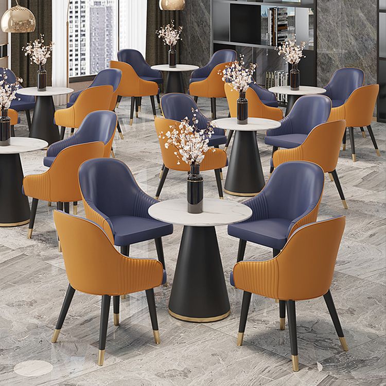 Sillas de comedor de cuero sintético Glam, silla lateral tapizada para uso en restaurantes