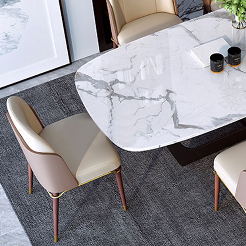 Contemporary Parsons Dining Chairs Faux Leather Armless Dining Chairs for Home