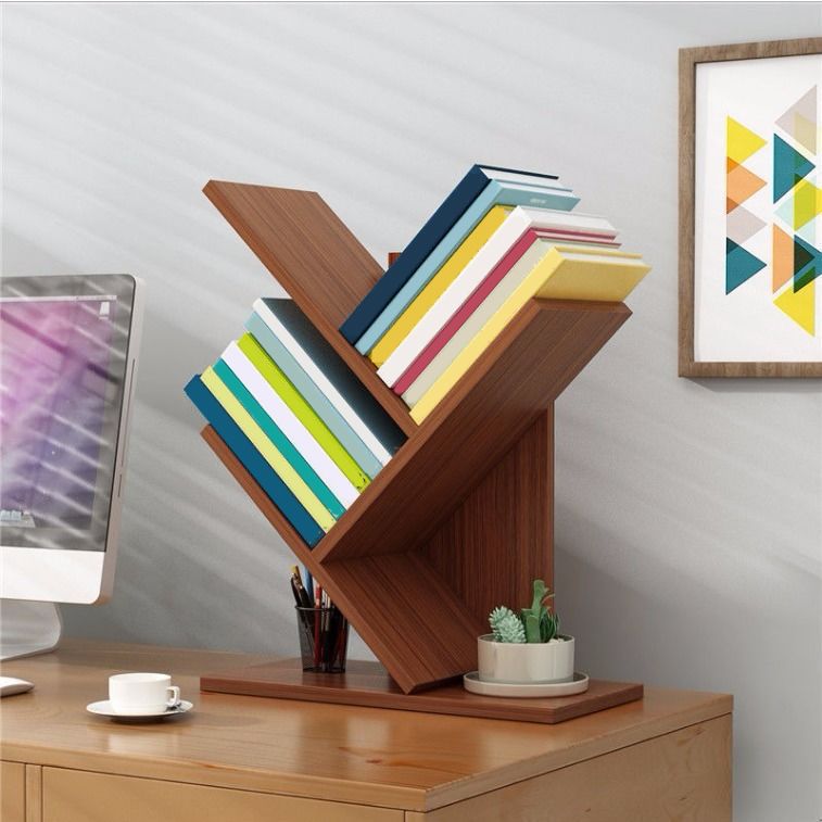 Modern Style Bookshelf in Engineer Wood Closed Back Bookcase