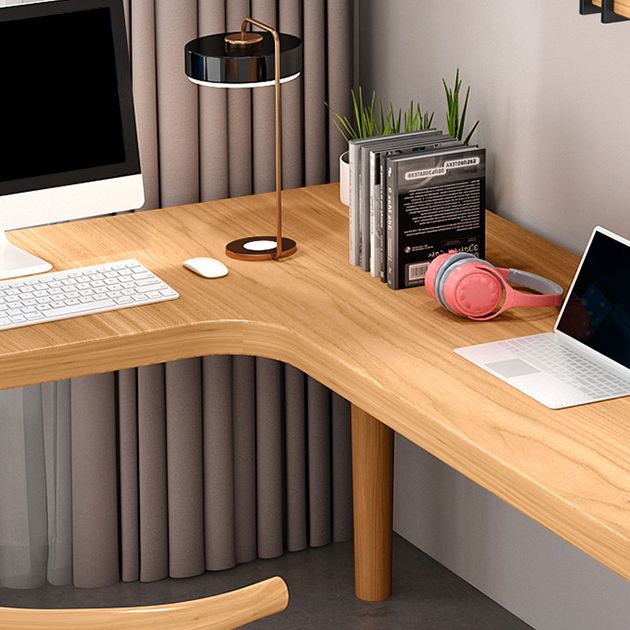 Contemporary Style L-Shape Home Wrting Desk Simple Solid Wood Working Writing Desk