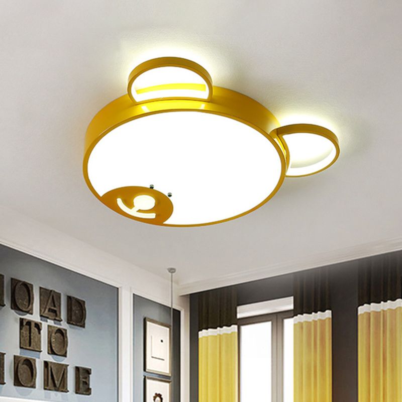 Acrylic Bear-Shape Ceiling Lamp Creative LED Gold Flushmount Lighting for Nursery