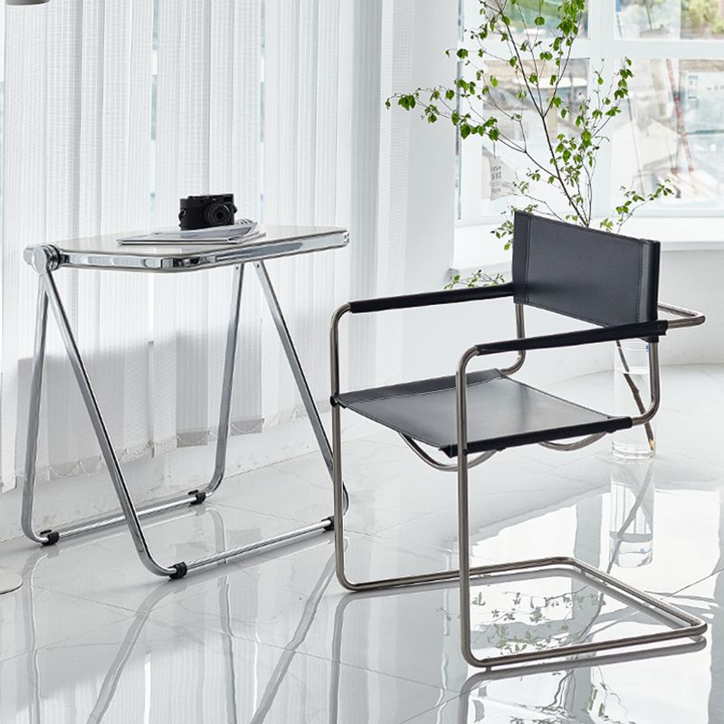 Contemporary Style Dining Arm Chair Metal Open Back Dining Chair