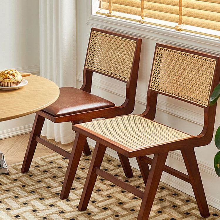 Silla de comedor de madera tradicional, respaldo de caña de cocina, silla lateral de comedor con respaldo abierto