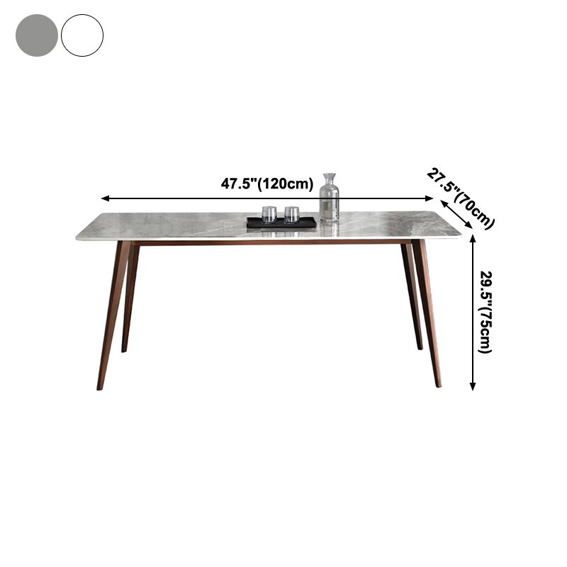 Mid-Century Modern Sintered Stone Table 4 Legs Rectangle Table for Home