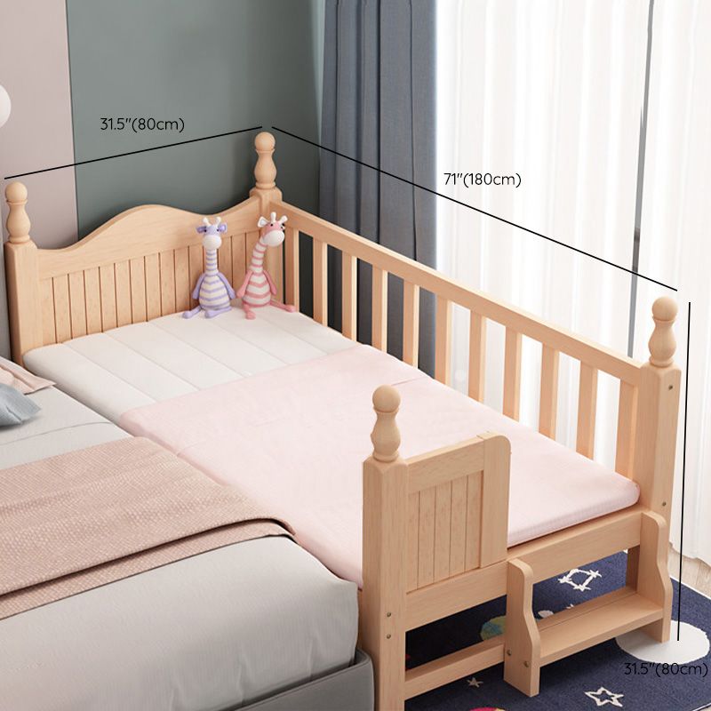 Washed Natural Wood Nursery Crib Modern Nursery Crib with Guardrail